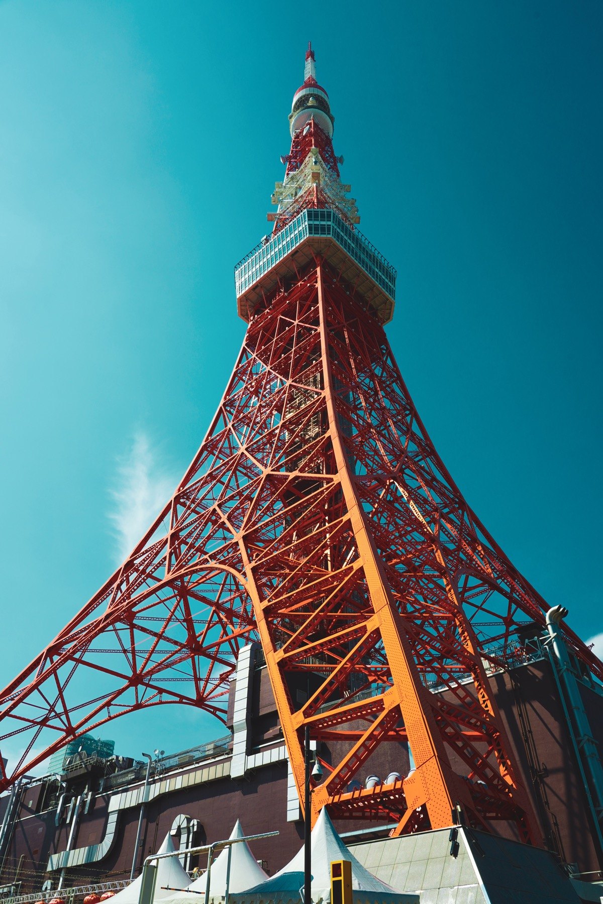 Tokyo Tower rising in a clear city view.